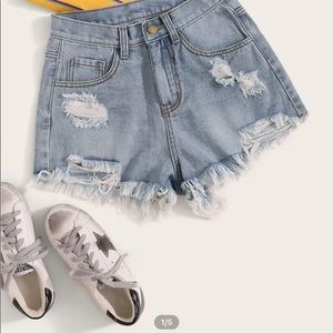 Distressed, jean shorts